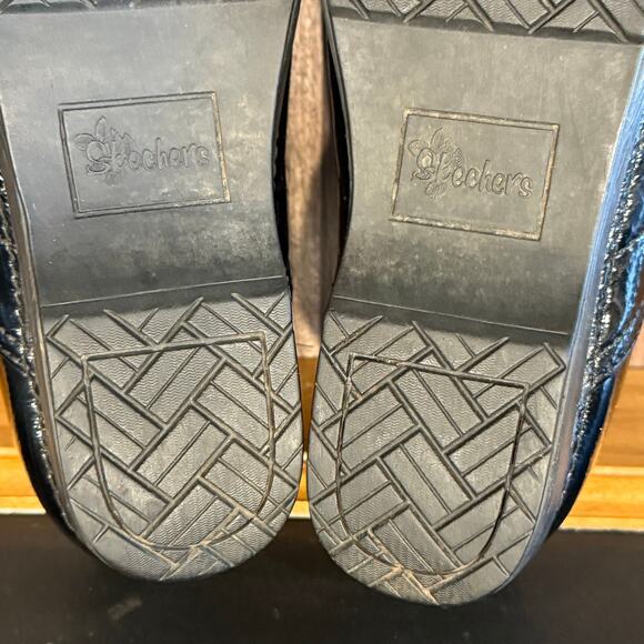 Skechers Tone-Ups Women's 8 Black Patent Leather Comfort Clogs Mules SN 38825 - Picture 10 of 14